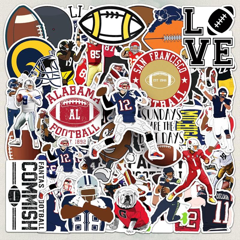 Football Sports Themed Sticker, 50pcs set Waterproof Self Adhesive Decor Paper, Decor Sticker for Gift Greeting Card Water Bottle Laptop Phone