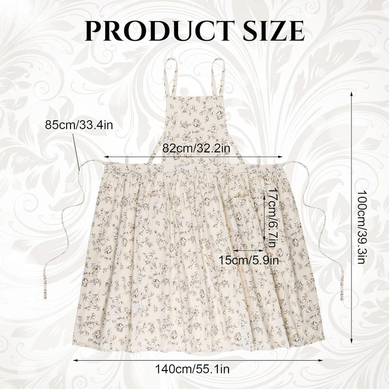 Floral Aprons for Women, Cute Printed Pinafore Apron Dress, Cross Back Apron with Pockets, Aprons Gifts