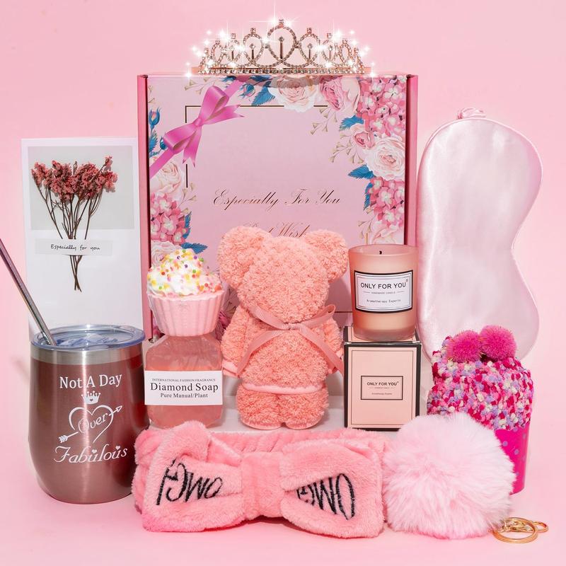 Birthday Gifts for Women, Happy Birthday Gifts Women's Gifts for Girls Girlfriends Gifts Pink Gift Boxes Women's Gift Baskets Teenage Girl Gift Sets Coworkers Sisters Moms Wives Mother's Day Gifts