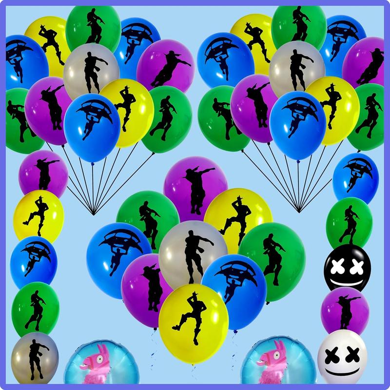 Gaming Party Supplies Birthday Decoration Set 142 Pack - Balloons, Toppers, Bottle Stickers Labels, Stickers, Wall Poster, Banner Video Game Themed & More