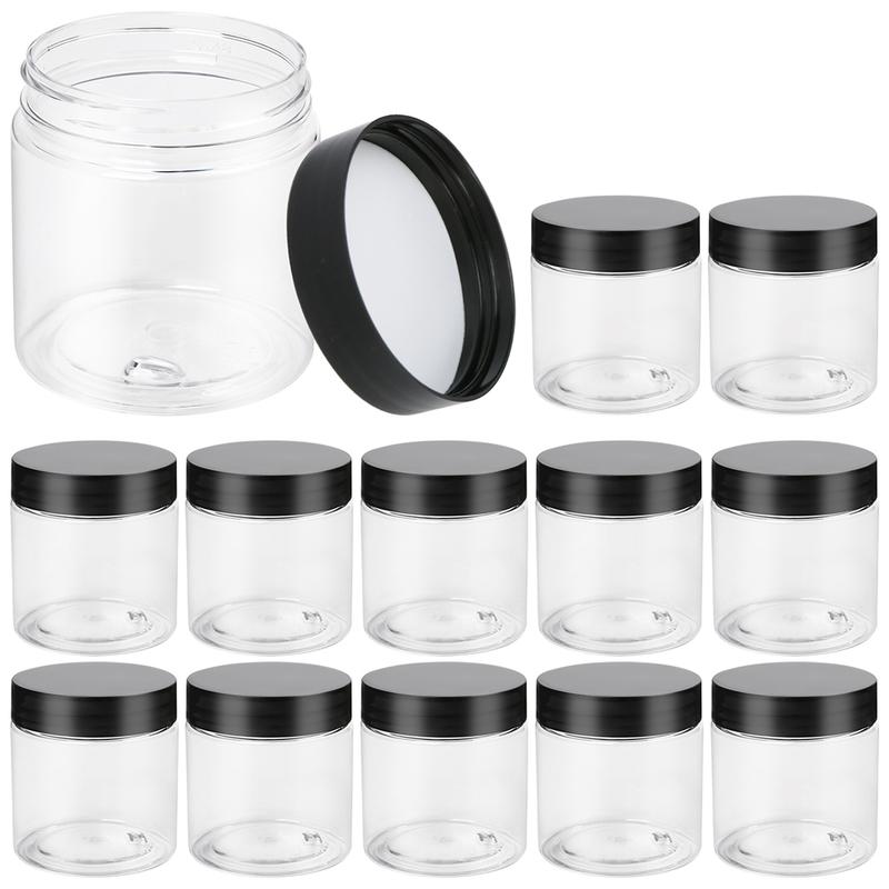 12 Pack 4 OZ Plastic Jars Round Clear Cosmetic Container with Lids Empty Small Sample Jar Travel Storage Bottles Tin