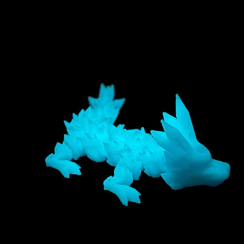 Articulated miniature crystal dragon 3dprinted glow in the dark