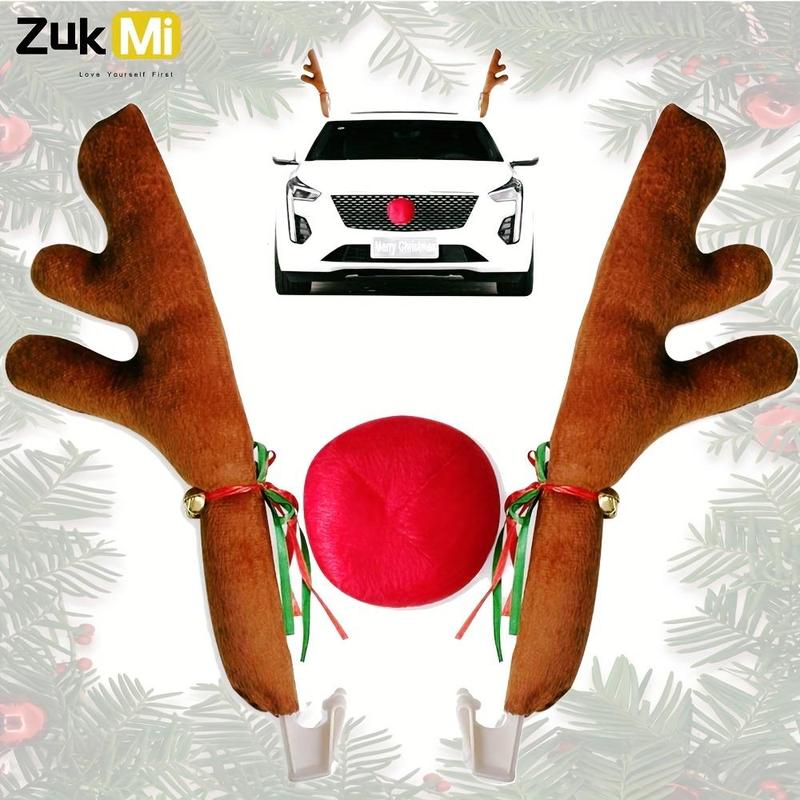 Reindeer Antlers & Nose Design Car Decoration, 1 Set Cute Car Decoration, Festive & Party Supplies for Home & Car, Christmas Decor