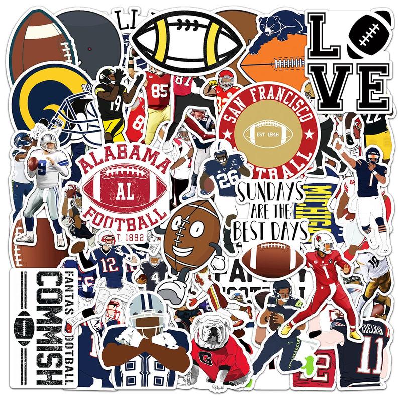 Football Sports Themed Sticker, 50pcs set Waterproof Self Adhesive Decor Paper, Decor Sticker for Gift Greeting Card Water Bottle Laptop Phone