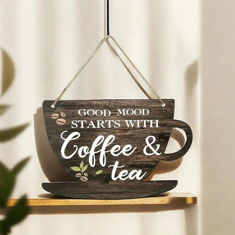 Wooden Hanging Coffee Cup Sign, 1 Count Retro Coffee Cup Pattern Hanging Plaque, Creative Wooden Sign, Home Decor for Kitchen Coffee Shop