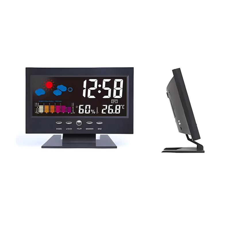 Digital LED Desk Alarm Clock Date Time Week Temp Humidity Weather Display Snooze