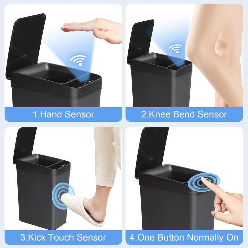 Anborry Bathroom Automatic Trash Can 2 Pack 2.2 Gallon Touchless Motion Sensor Small Slim Garbage Can with Lid Smart Electric Narrow Garbage Bin