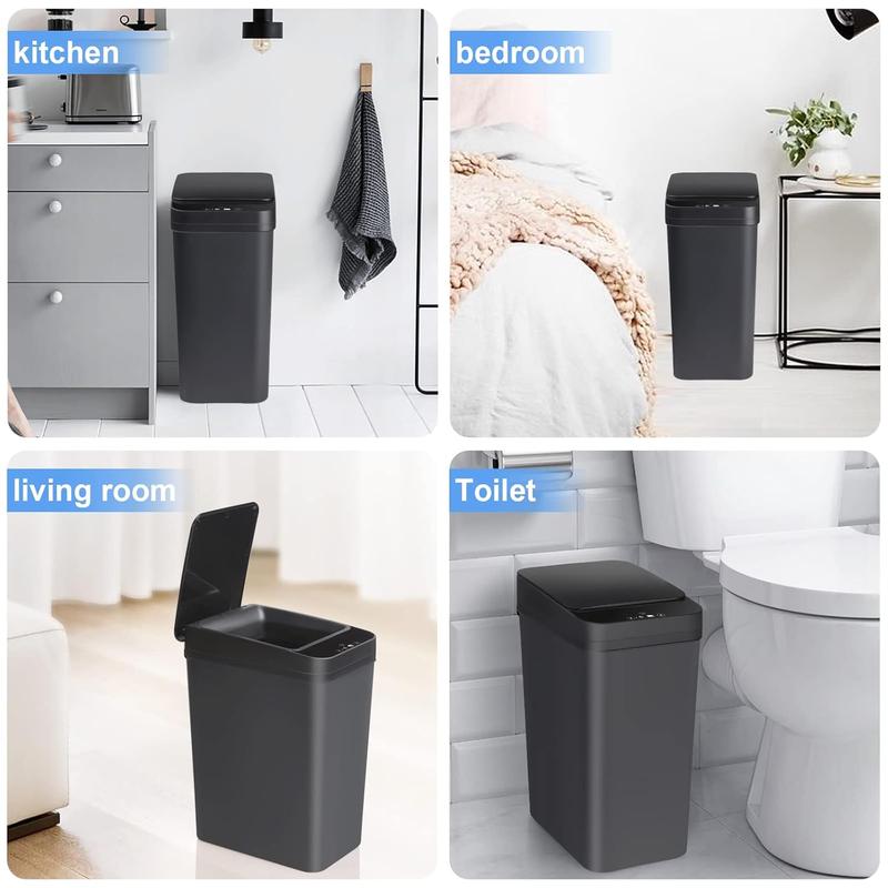 Anborry Bathroom Automatic Trash Can 2 Pack 2.2 Gallon Touchless Motion Sensor Small Slim Garbage Can with Lid Smart Electric Narrow Garbage Bin