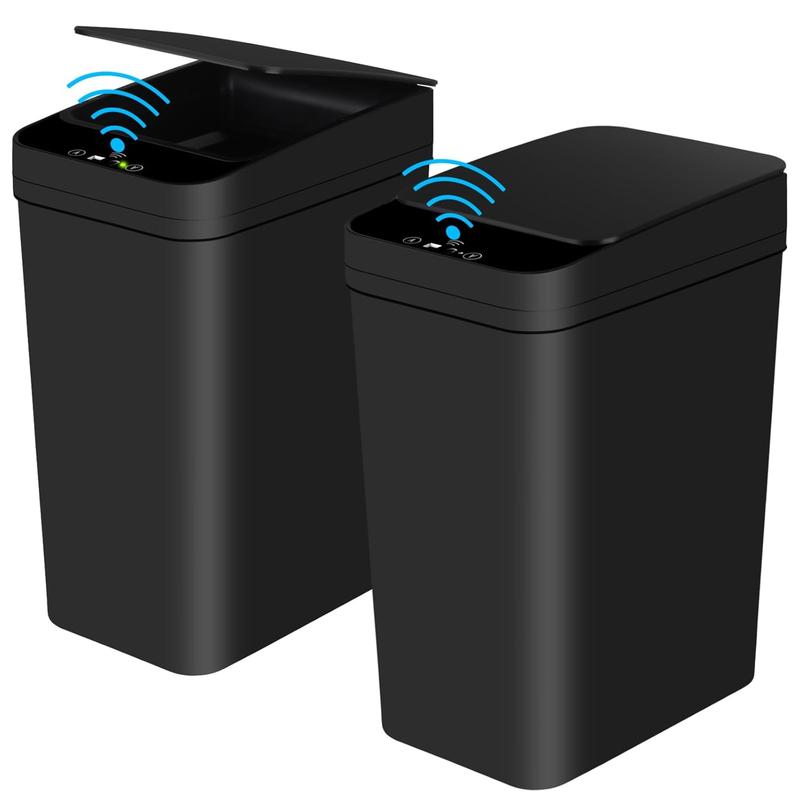 Anborry Bathroom Automatic Trash Can 2 Pack 2.2 Gallon Touchless Motion Sensor Small Slim Garbage Can with Lid Smart Electric Narrow Garbage Bin