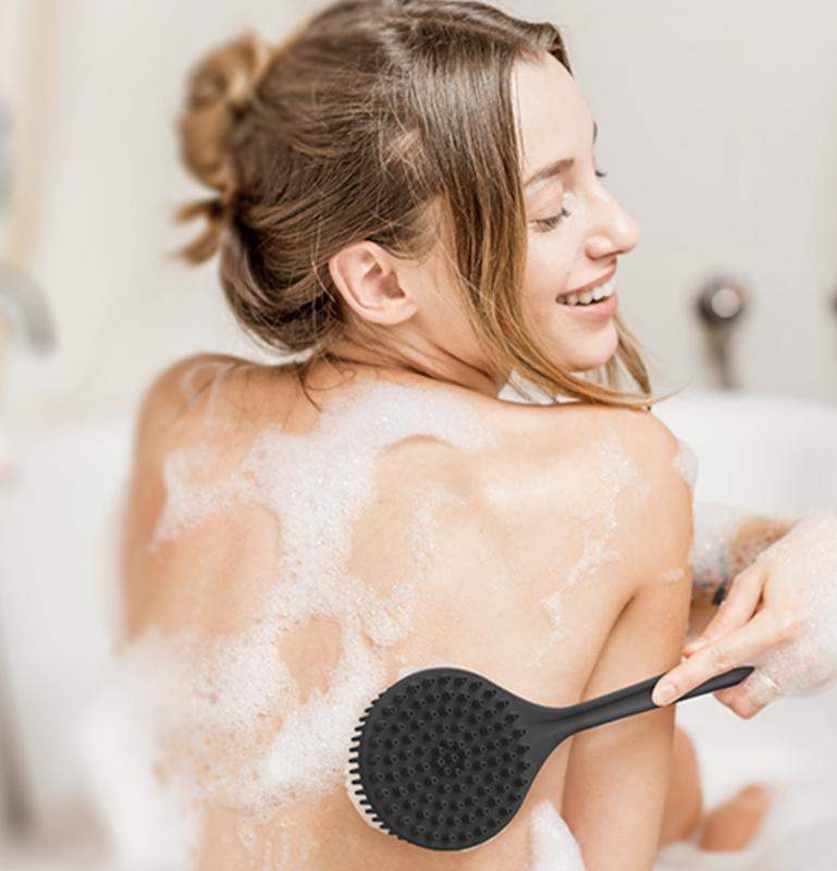 Silicone Back Scrubber & Soft Bath Glove Set, Super-Exfoliating & Lathering Body Scrubber & Shower Brush Combination, with Hanging hook