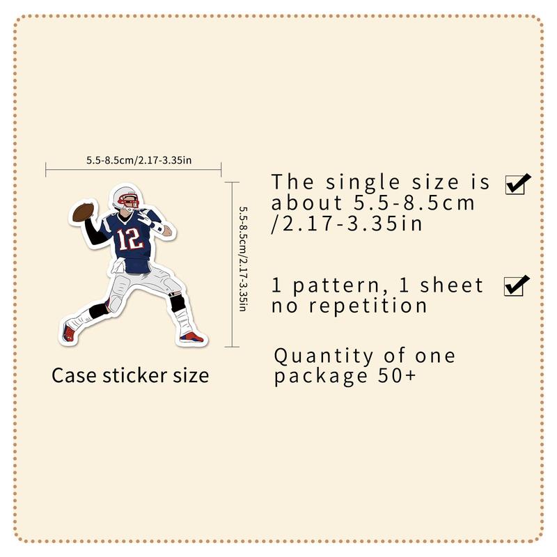 Football Sports Themed Sticker, 50pcs set Waterproof Self Adhesive Decor Paper, Decor Sticker for Gift Greeting Card Water Bottle Laptop Phone