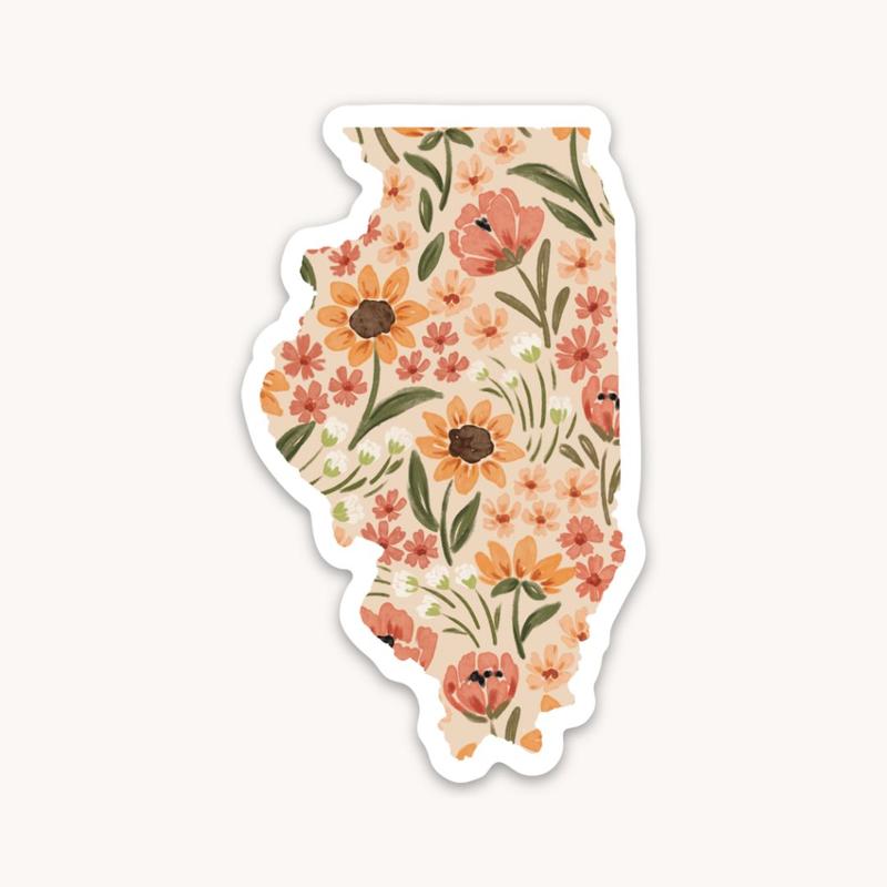 Floral State Waterproof Vinyl Sticker, 3x3 in.