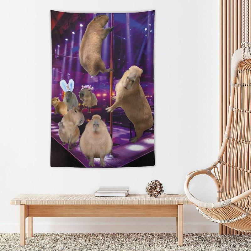 Wall Tapestry Funny Capybara Lovers Cute Mouse Club Wall Hanging Flag Art Decor For Bedroom Living Room Dorm Home Party