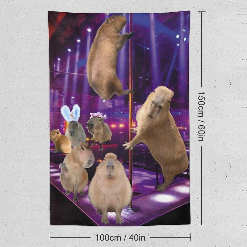 Wall Tapestry Funny Capybara Lovers Cute Mouse Club Wall Hanging Flag Art Decor For Bedroom Living Room Dorm Home Party