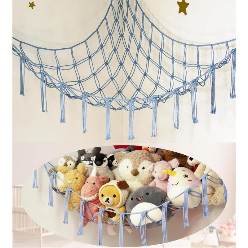 Stuffed Animal Storage Hammock or Net - Large Toy Hammock Net for Stuffed Animals Corner -Cute Hanging Stuff Animal Organizer Holder Ideas for Plush Plushie - s  Nursery Wall Bedroom Room Decor Hangable Ornaments Decoration