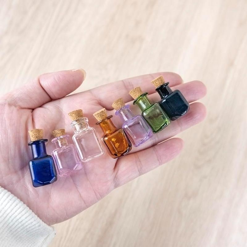 2ml Mini Rectangle Glass Color Bottles With Cork Colored Glass Bottles with Cork Stoppers Mix 7 Colors