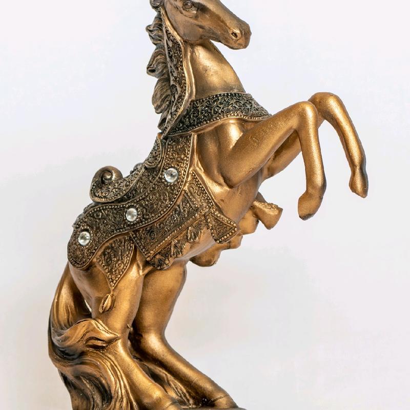 10.5'' Stallion Horse Brass Color Statue, Horse Art Figurine Decorative Sculpture Home Decor Piece xmas decorations Gift Room Standing Ornaments