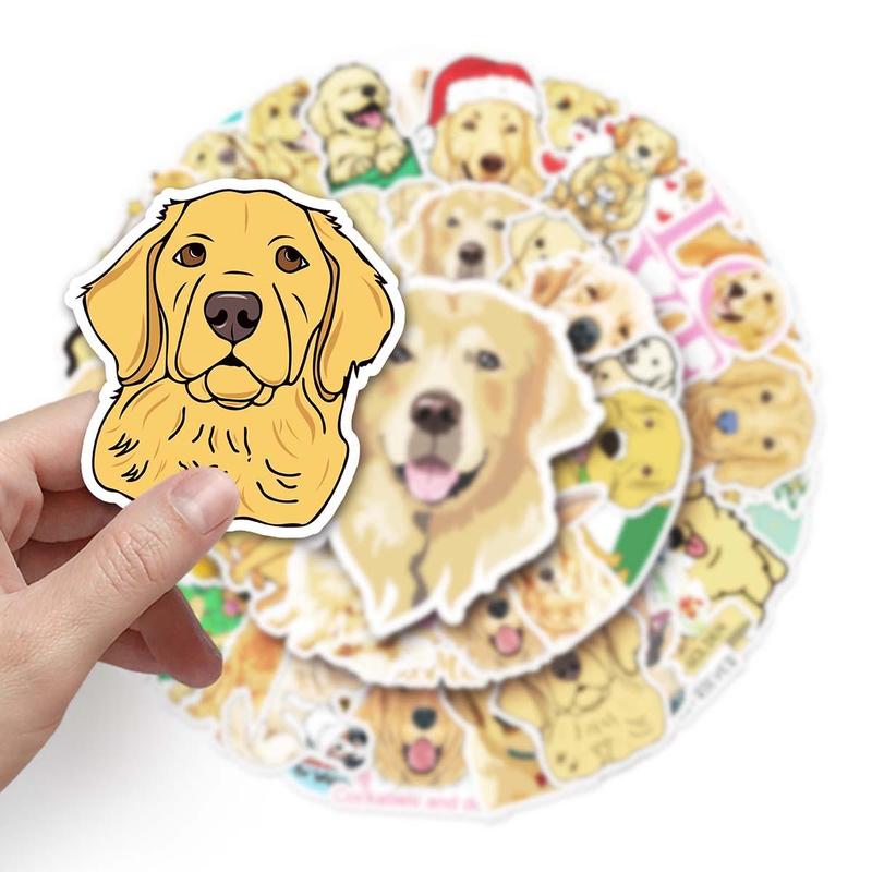 50pcs Cute Cartoon Golden Retriever Pattern Sticker, Waterproof Graffiti Decorative Sticker For DIY Skateboard, Phone Case, Stationery, Water Bottle, Scrapbook