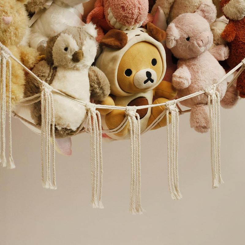 Stuffed Animal Storage Hammock or Net - Large Toy Hammock Net for Stuffed Animals Corner -Cute Hanging Stuff Animal Organizer Holder Ideas for Plush Plushie - s  Nursery Wall Bedroom Room Decor Hangable Ornaments Decoration