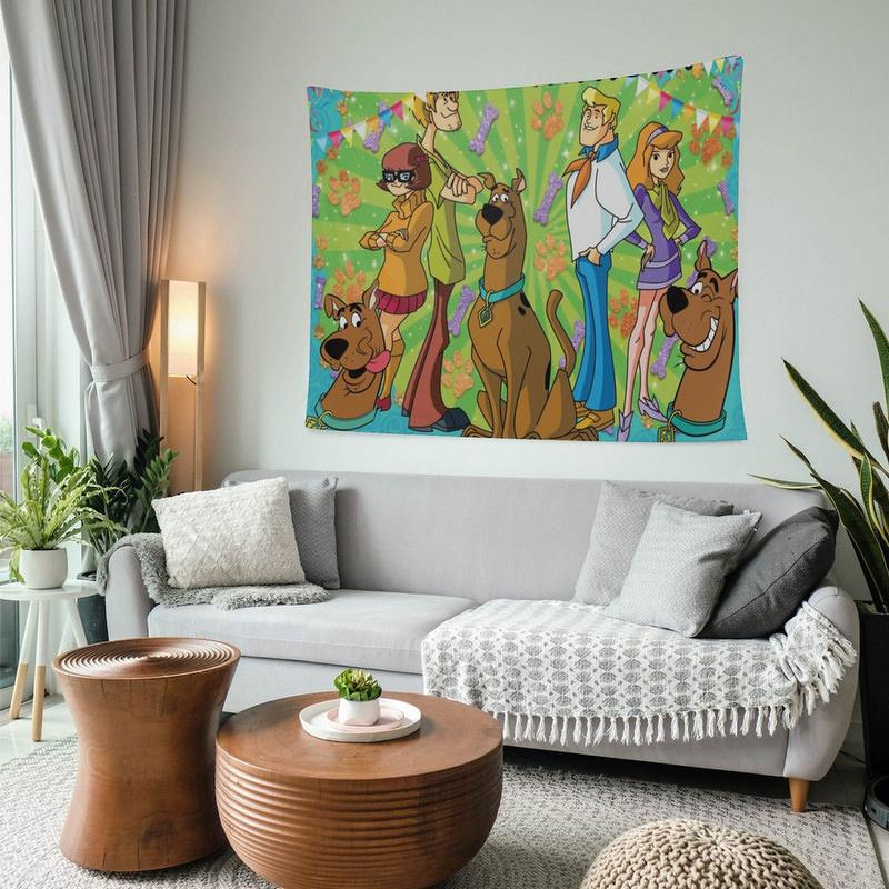 Scooby Tapestry Gift Wall Hanging Backdrop for Room Bedroom Girls Fans Background Banner Party Birthday Supplies Decor