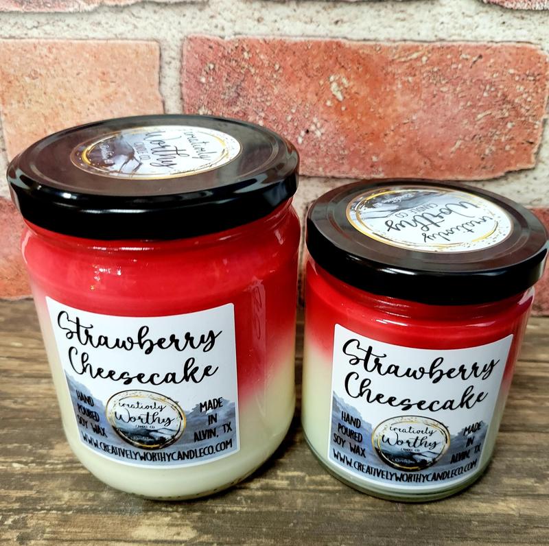 Strawberry Cheesecake Soy Wax Candles - Wax Melts, 8 oz, 16oz