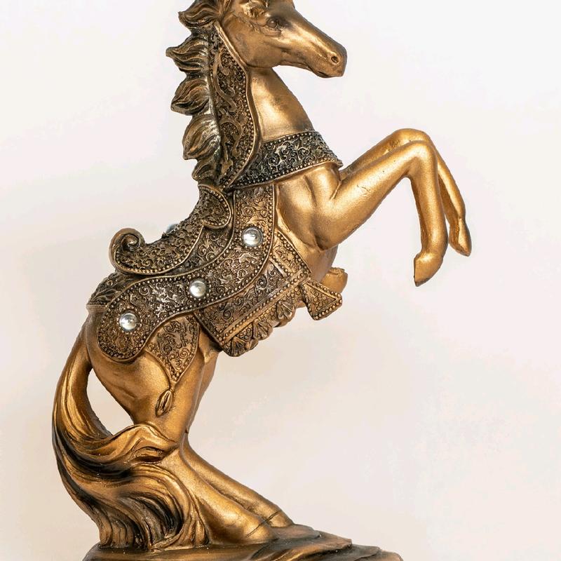 10.5'' Stallion Horse Brass Color Statue, Horse Art Figurine Decorative Sculpture Home Decor Piece xmas decorations Gift Room Standing Ornaments