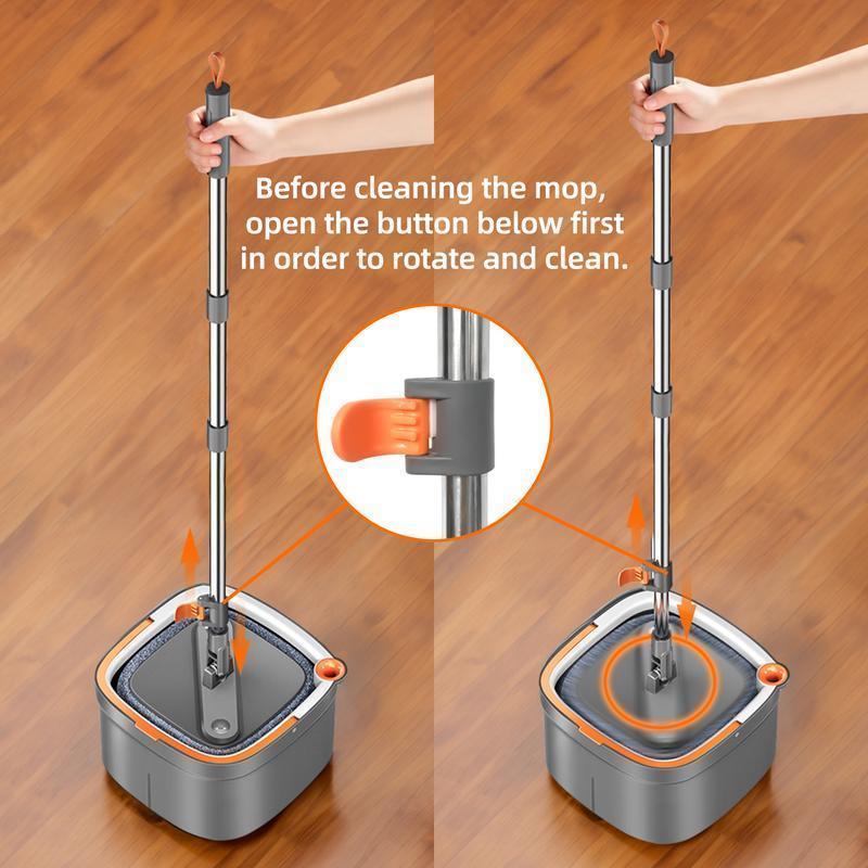 Spin Mop and Bucket with Self Separation Dirty and Clean Water System, Self Wringing 360° Rotating Clean Mop-Head and Bucket Set for Hardwood Tile Marble Floor