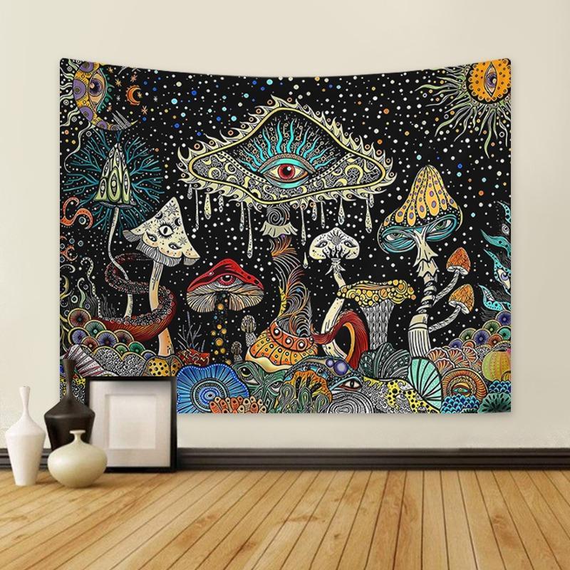 Festival Adornment, 1 Count Fantasy Marine Creature Tapestry, Octopus Mushroom Sun & Moon Pattern Abstract Tapestry, Summer Wall Hanging Decor for Home