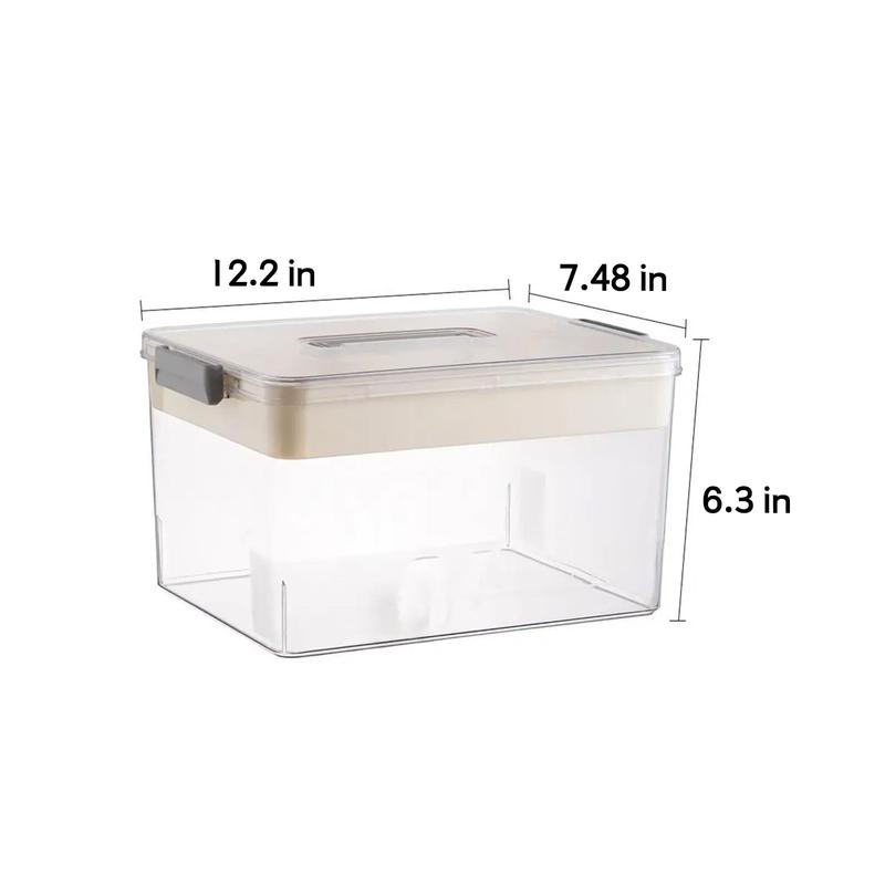 Clear Medicine Storage Box with Handle, 1 Count 2 Counts Large Capacity Plastic Pills Box, Household Portable Sundries Storage Box, Home Organizer, Fall Decor