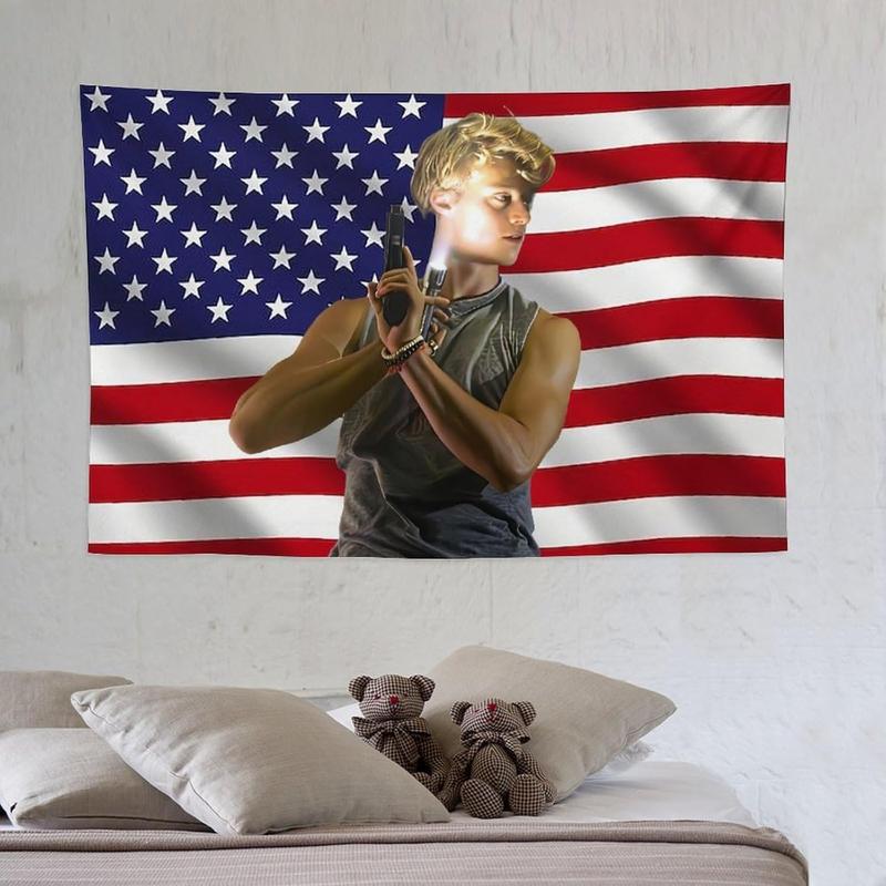 JJ American Flag Maybank Tapestry – Wall Art Poster for College Dorm, Bedroom, Living Room, Office, Party Decoration, and Fan Gift