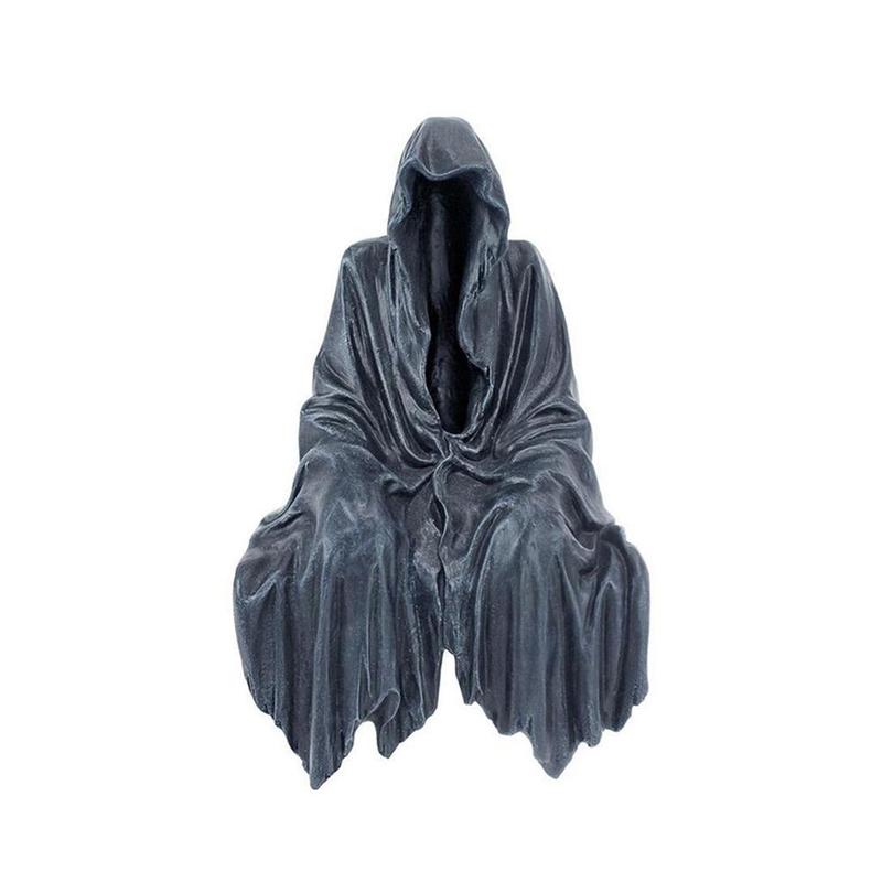 Mysterious Hooded Figure Design Resin Ornament, Gothic Style Desktop Decoration, Home Decor for Living Room Bedroom Garden Party