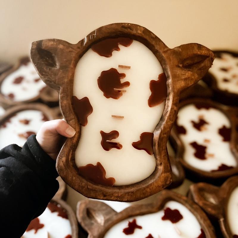 Large Cow Head Candle - Cow Print Decoration :)