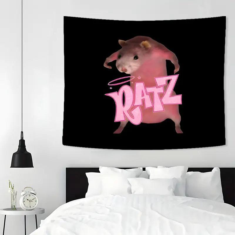 Cartoon Rat Pattern Tapestry, Multi-size Lovely Animal Pattern Hanging Blanket, Wall Hanging Decor for Home Office Bedroom Living Room