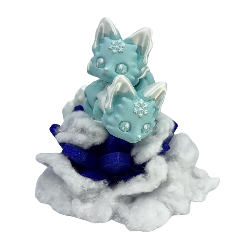 Snowflake Fox 3D Printed Figurine - Limited Edition Christmas Gift - Winter Décor