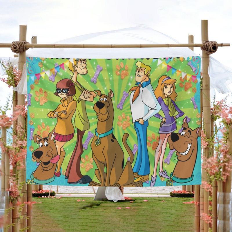 Scooby Tapestry Gift Wall Hanging Backdrop for Room Bedroom Girls Fans Background Banner Party Birthday Supplies Decor