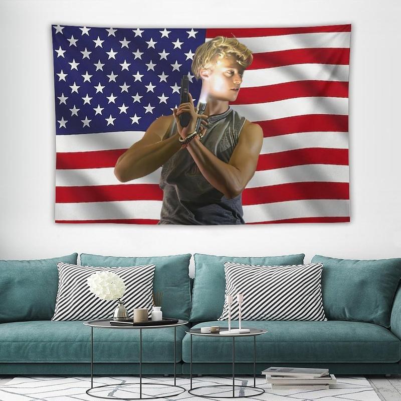 JJ American Flag Maybank Tapestry – Wall Art Poster for College Dorm, Bedroom, Living Room, Office, Party Decoration, and Fan Gift