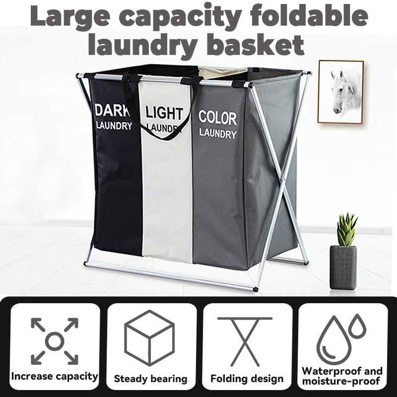 Laundry Cloth Hamper Sorter Basket Bin, 180L Large Laundry Basket，Foldable Aluminum Frame Laundry Sorter Organizer for Bathroom Bedroom Nursery