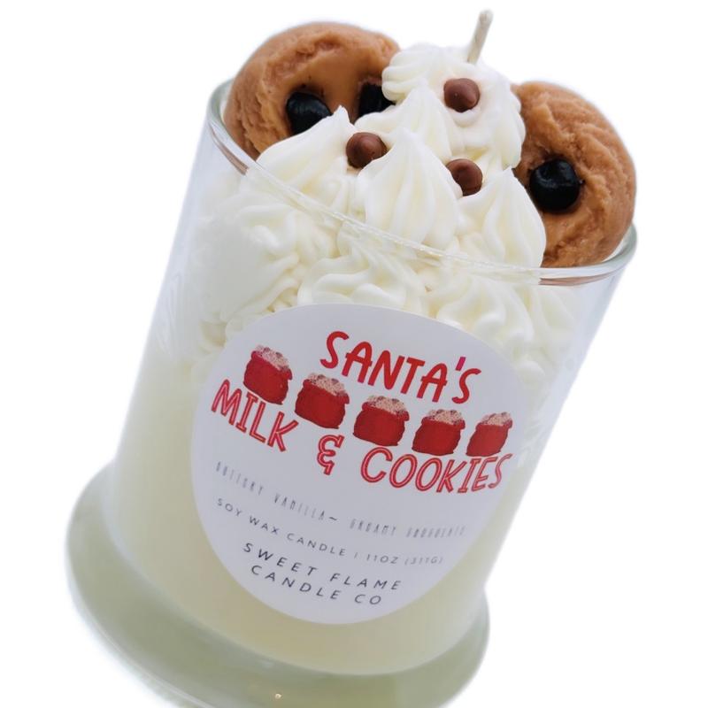 Santa’s Milk & Cookies Dessert Candle, Holiday Candle , Christmas Candle , Sweet Candle