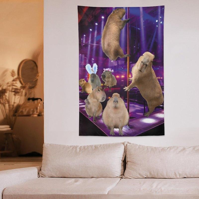 Wall Tapestry Funny Capybara Lovers Cute Mouse Club Wall Hanging Flag Art Decor For Bedroom Living Room Dorm Home Party