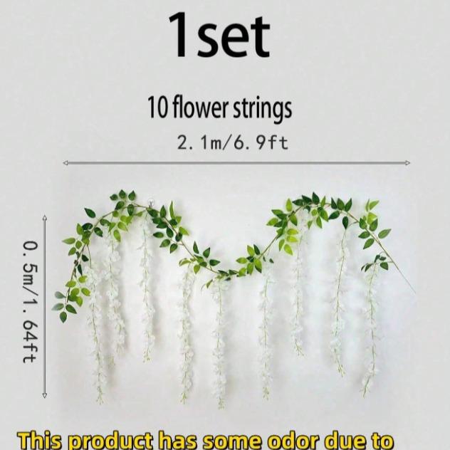 1 Set Of 6.9ft  Artificial Wisteria Flowers, Plastic Fake Vines Decoration Flowers, Covering Faux Flowers For Ceiling, Suitable For Home Gathering Wedding Party Festival Indoor And Outdoor Decorations