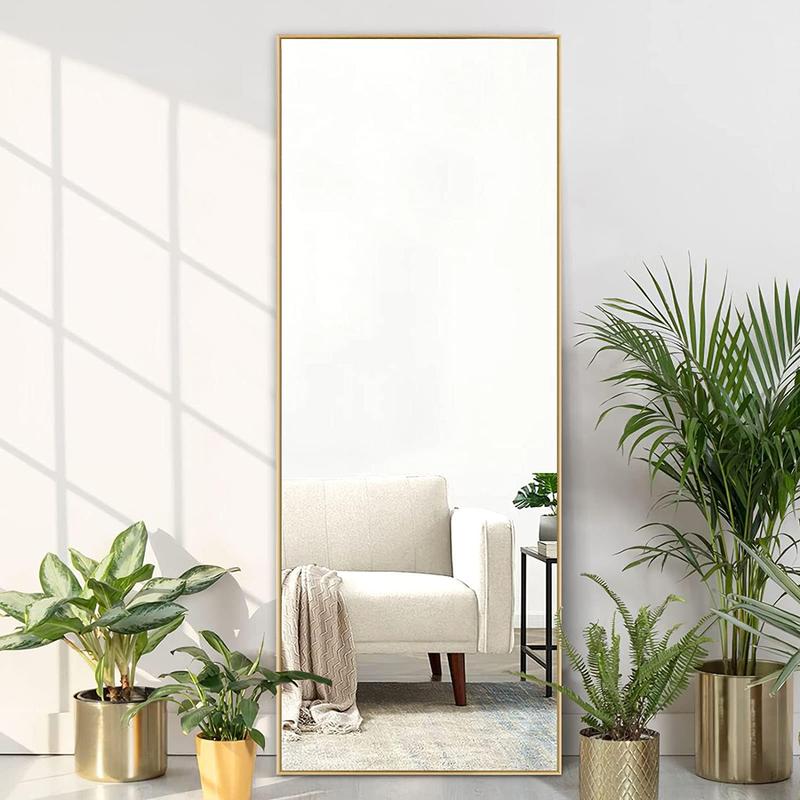 Full Length Mirror Floor Mirror Large Wall Mounted Mirror Bedroom Mirror Dressing Mirror Aluminum Alloy Thin Frame (64