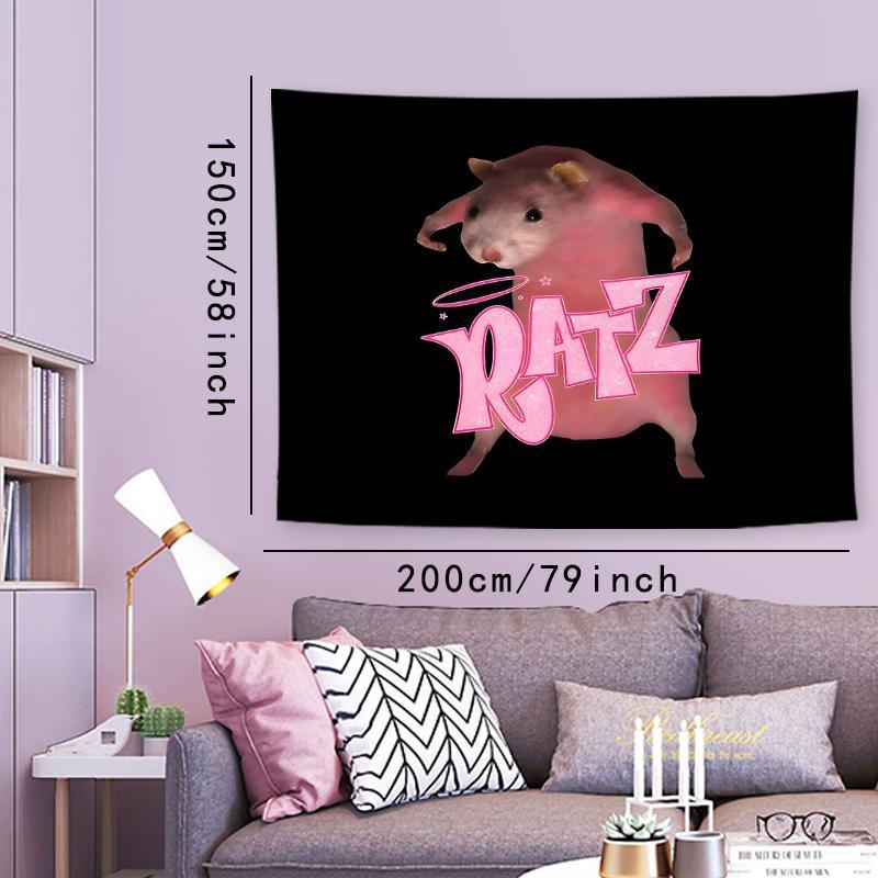 Cartoon Rat Pattern Tapestry, Multi-size Lovely Animal Pattern Hanging Blanket, Wall Hanging Decor for Home Office Bedroom Living Room