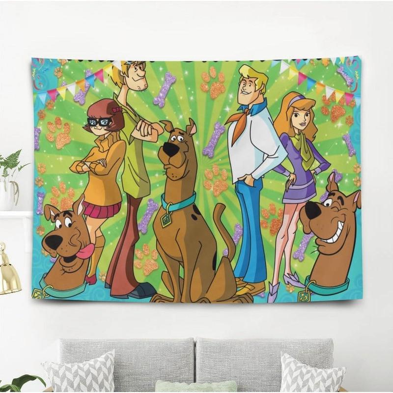 Scooby Tapestry Gift Wall Hanging Backdrop for Room Bedroom Girls Fans Background Banner Party Birthday Supplies Decor