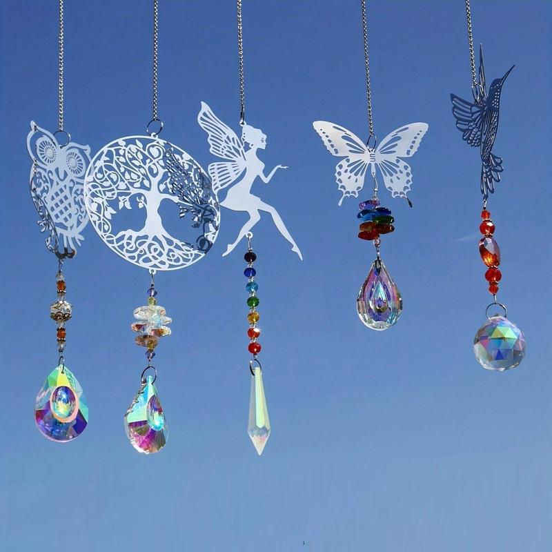 Colorful Sun Catcher, 1 Count Artificial Crystal Sun Catcher, Wind Chime Suncatcher, Indoor Outdoor Hanging Ornament for Home Window Garden Decor