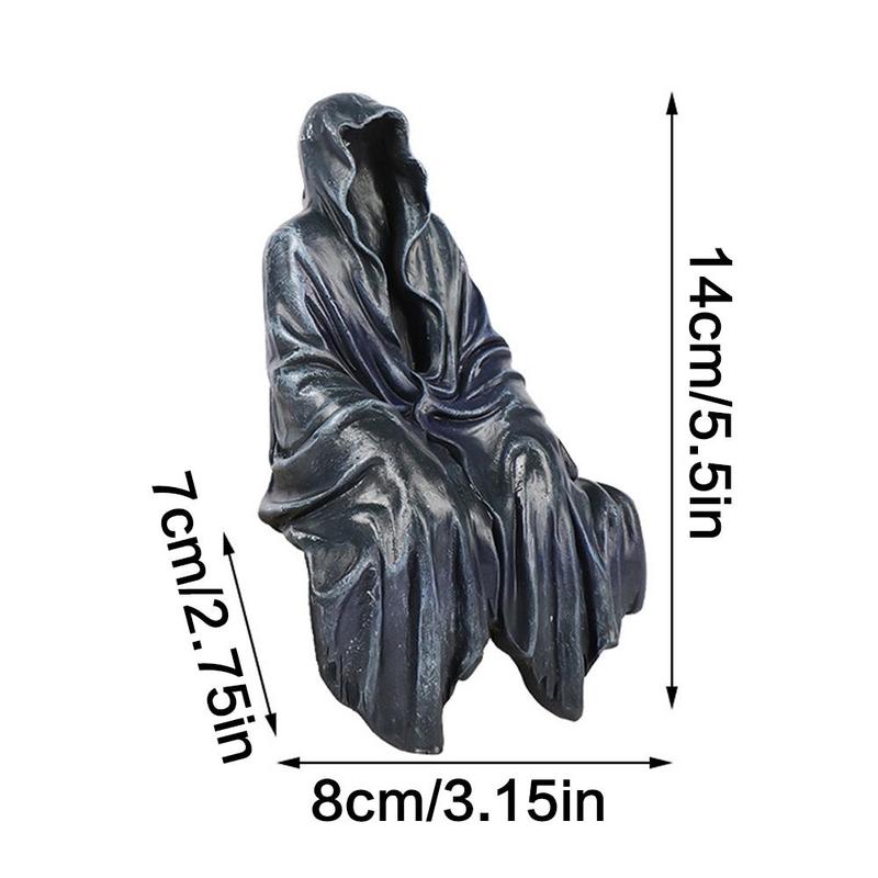 Mysterious Hooded Figure Design Resin Ornament, Gothic Style Desktop Decoration, Home Decor for Living Room Bedroom Garden Party