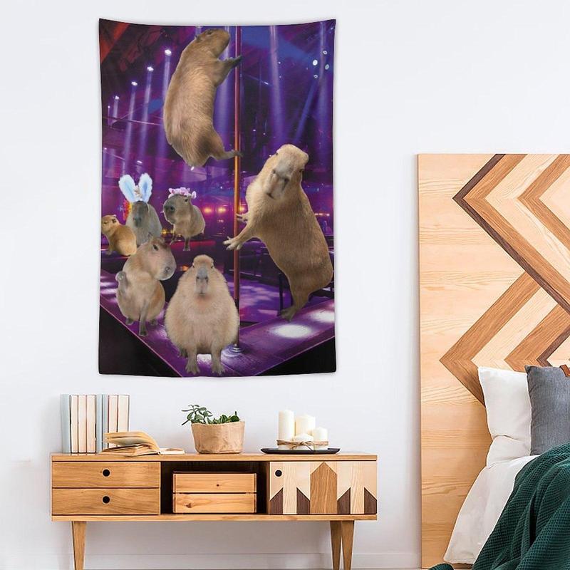 Wall Tapestry Funny Capybara Lovers Cute Mouse Club Wall Hanging Flag Art Decor For Bedroom Living Room Dorm Home Party