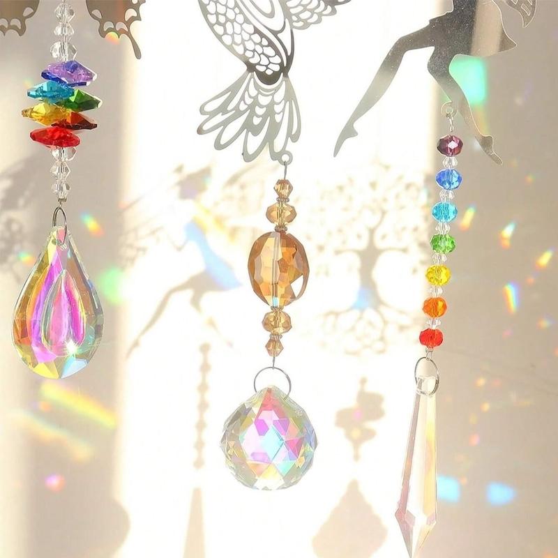 Colorful Sun Catcher, 1 Count Artificial Crystal Sun Catcher, Wind Chime Suncatcher, Indoor Outdoor Hanging Ornament for Home Window Garden Decor