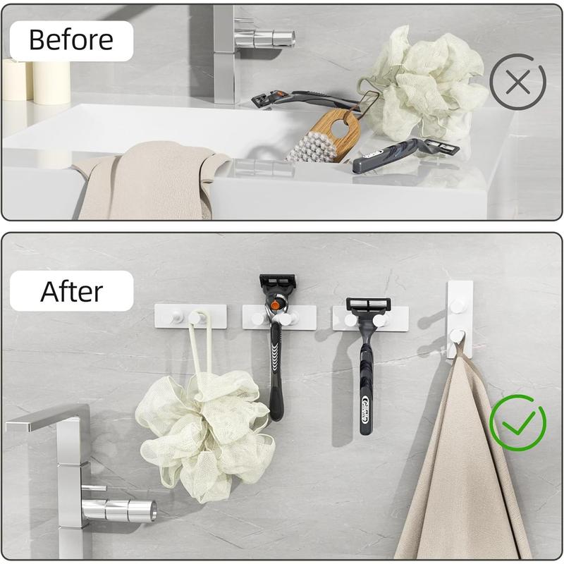 Shower Hook Inside Razor Holder: Adhesive Waterproof Wall Hook for Hanging, Shower Accessories Hanger Organiser