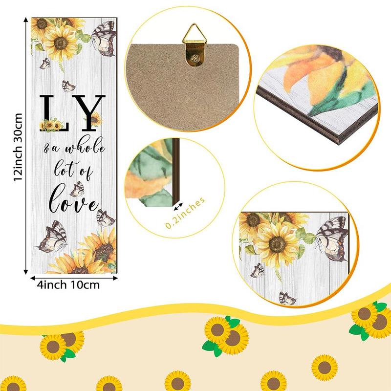 Wooden Letter & Sunflower Pattern Hanging Plaque, 3pcs set Family Rustic Wood Sign, Wall Decor for Living Room Home Office Bedroom