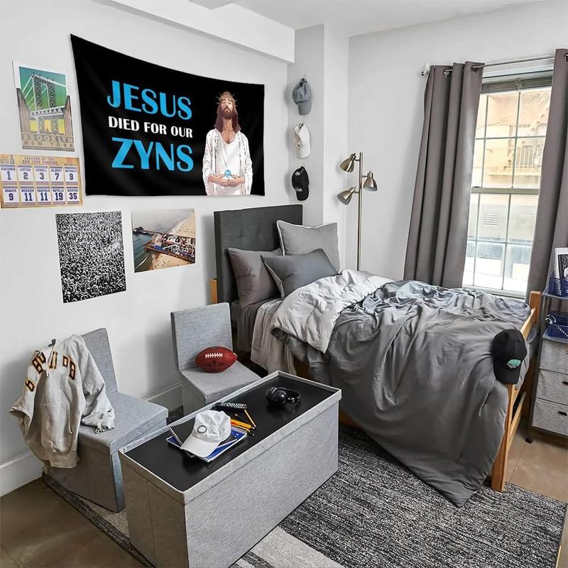 Jesus Died for Our Zyns Funny Tapestry Meme Cool Tapestry 40x60in Guys College Dorm Bedroom Man Cave Girls Wall Decor Outdoor Indoor Tapestry